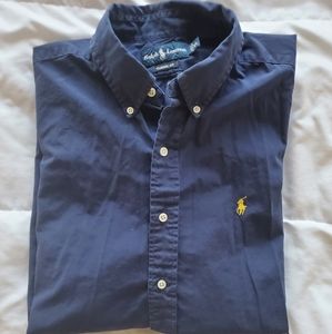 Navy Blue Ralph Lauren Short-sleeved Dress Shirt